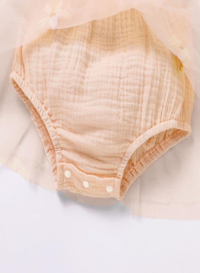 ODOLDI Baby Girls 1st Birthday Outfit Spaghetti Straps Romper Tutu Dress Headband One Year Old Party Cake Smash Outfits Peachy-Pink 6-12 Months - Image 4